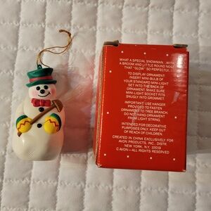 VTG 90s Avon Snowman Light Ornament with Fiber Optic Broom Christmas Holiday Fun